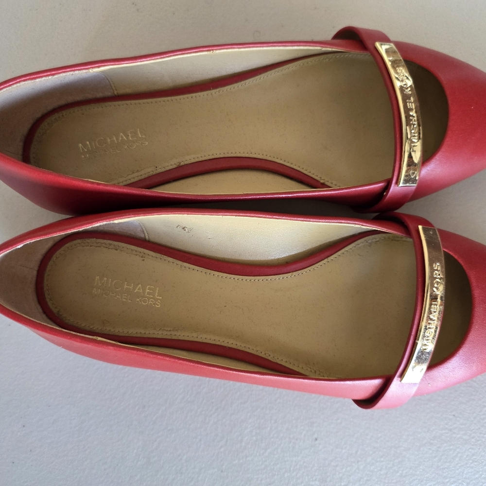 Michael Kors Red Flats with Gold Accent